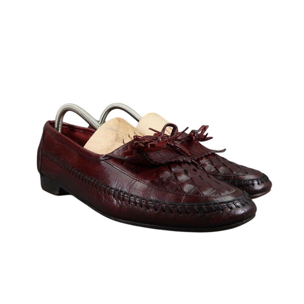 Johnston & Murphy Shoes Mens 8 Tassel Loafer Leather Woven Classic Dress Kiltie